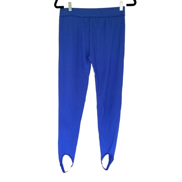 Ganni Rib Stirrup Leggings in Dazzling Blue - Picture 5 of 7